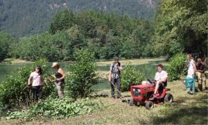 Delovna akcija mladih na braslovškem jezeru